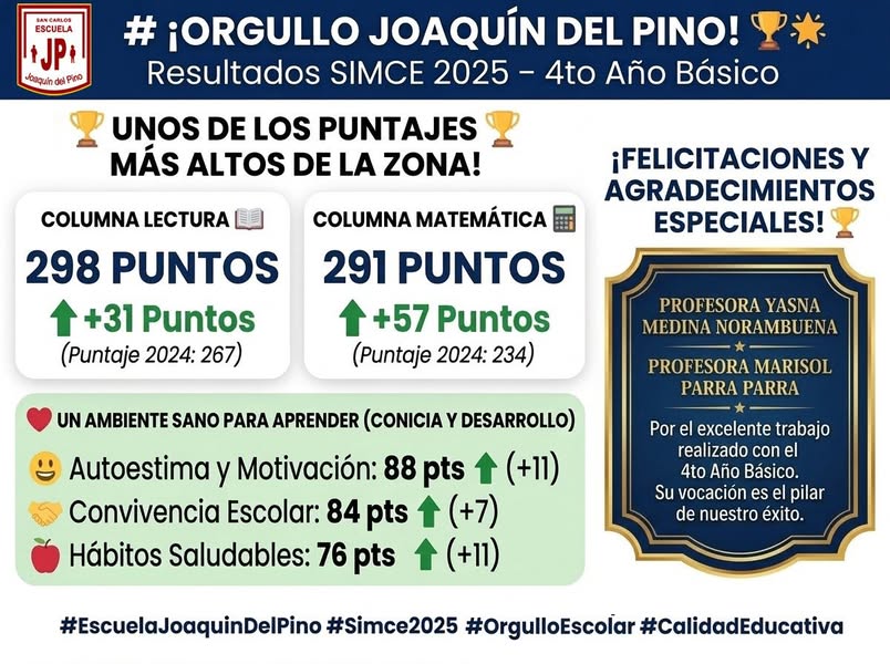 ¡Grandes noticias para nuestra familia de la Escuela Joaquín del Pino! 🌟